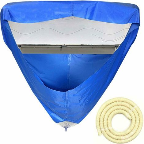 Housse de nettoyage pour climatiseur mural de grande taille, housse anti-poussière avec trou de drainage et housse pour tuyau d'arrosage (Q-537 grand modèle avec tuyau) (1/5)