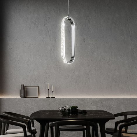 Suspension en cristal suspension dimmable LED suspension table à manger, aspect cristal réglable en hauteur, métal chromé, 1x LED 12W 1100Lm 3000K, LxlxH 16x16x150cm, WOFI 11696 (1/5)