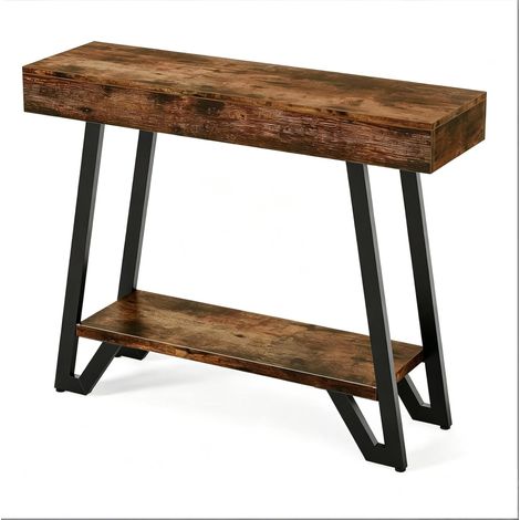Mesa consola vintage industrial en MDF y metal negro 103 x 30 x 80 cm MODENUIT (1/5)