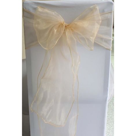 Noeuds de chaise - Organza - Doré clair - 18 cm de largeur - 275 cm de longueur - Lot de 50 pcs