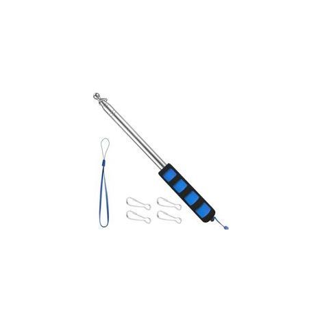 Mât de Drapeau Télescopique 2,5 m Mât de Drapeau avec 4 Crochets, Mat pour Drapeau Portatif pour Guides, Camping, Enseignants, Excursions, compétitions - Bleu (1/5)