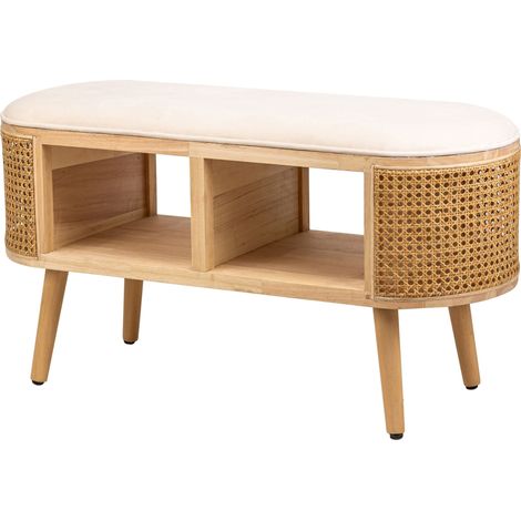 Banc boheme en bois de hêtre laqué – Assise en velours premium – Dimensions 90 x 35 x 45.5 cm – Capacité 2 personnes – Nordlys (1/5)