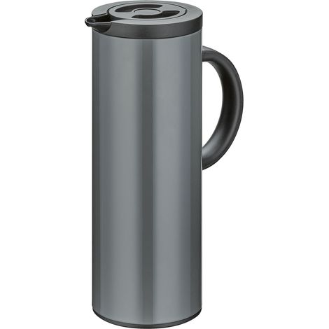 Caraffa termica Cilio Firenze, 1,0 l, diametro 11 x 30 cm, acciaio inox/inserto in vetro, grigia (1/2)