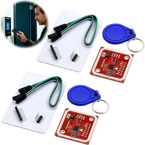 Lot de 2 Module PN532 V3, Module NFC RFID avec Cartes S50 et Porte-clés, Lecteur et Écrivain NFC Compatible Android, P2P, Prend en Charge Mifare 1K 4K ISO/IEC14443-4 pour Arduino, Raspberry Pi, STM32 (1/5)