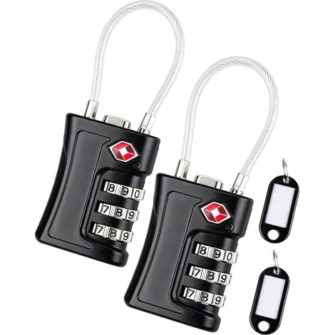 2 PCS Cadenas Valise, Cadenas Code 3 Chiffres Câble Flexible Antivol, pour Valise de Voyage, Casier, Extérieur Voyage (1/5)