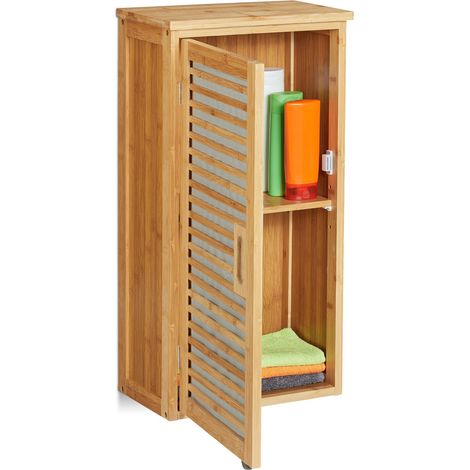 Relaxdays Armario de pared, Mueble de baño, Dos estantes, Balda ajustable, Dos estantes, 66 x 35 x 20 cm, 1 Ud., Marrón