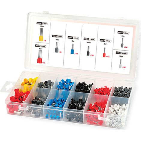 Boîte D'embouts Workpro 800 Pièces Assortiment De Connecteurs De Câbles Isolés Et Non Isolés - Workpro