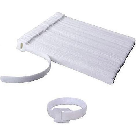 Lot de 100 attaches de câbles réutilisables et réglables en nylon, organisateur de rangement pour câbles, gaines, fils PC et fils électriques (blanc) (1/5)