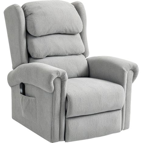 VelvetFeel Electric Riser Recliner Chair Grey (1/5)