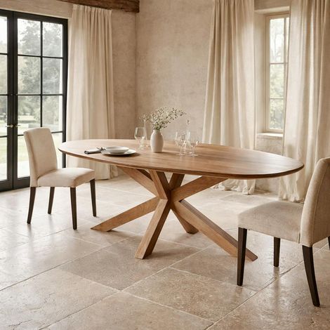 Table à manger ovale organique à pied central 240 cm NERO