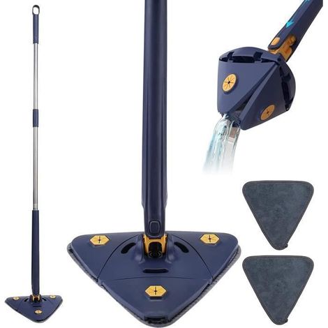 Ecleanfy - Vadrouille de Nettoyage réglable rotative à 360 °, Balai de Rechange réglable à 360 °, vadrouille multifonctionnelle,avec 2 Chiffons (1/4)