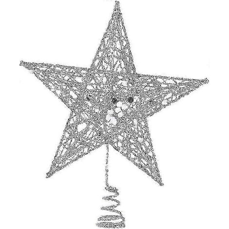 Étoile décorative à paillettes pour sapin de Noël, 15 cm, argentée. (1/5)