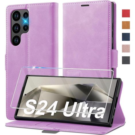 Coque portefeuille à rabat en cuir pour Samsung S24 Ultra avec béquille et fermeture magnétique (1/5)