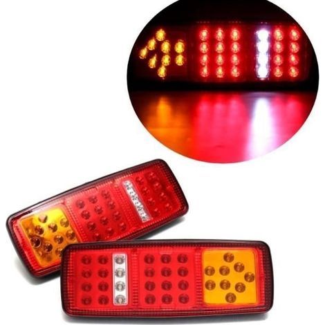 2x 12V LED FEUX LAMPES ARRIERES CAMION REMORQUE FOURGON CARAVANE CAMPER x33 LED (1/4)