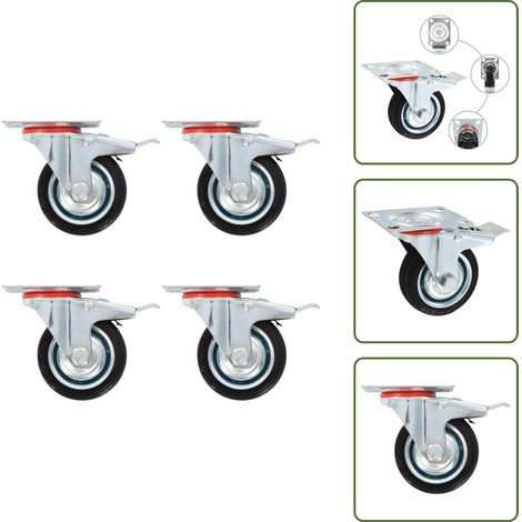 Ruedas para bancos - vidaXL Ruedas giratorias con frenos dobles 4 unidades 75 mm - Ruedas para estanterías