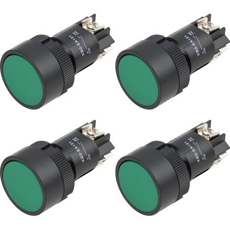 Lot de 4 boutons poussoirs verts à 3 broches 22 mm NO XB2-EA131 36 V/10 A Commutateur de réinitialisation momentanée adapté aux équipements électriques industriels (1/5)