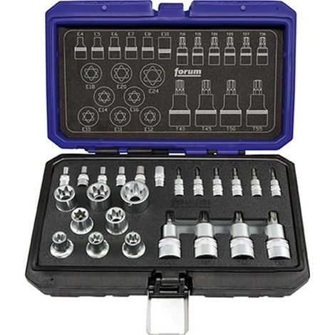 Socket Composizione E Cacciavite Bit 1/4 '' +1/2 '' Per Torx®, Quantità: 24 Pezzi