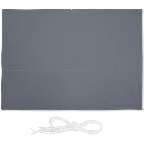 Relaxdays Voile d’ombrage rectangulaire, 3,5 x 4,5 m, imperméable, anti-UV, avec tendeurs, terrasse, balcon, gris
