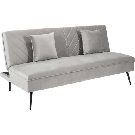 Canapé Convertible 2 Places "Diane" 168cm Gris Clair (1/5)
