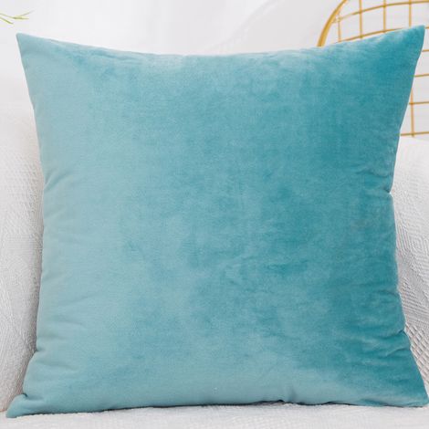 Cojines de almacenamiento para sofá, cojines lumbares, fundas de almohada para oficina, fundas de almohada para coche, verde lago, 1 par, color liso