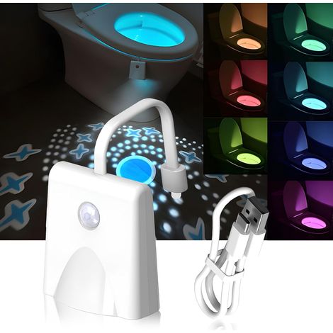 Lampe WC LED – 16 couleurs, mouvement, étanche, rechargeable, universelle pour toilettes (1/4)