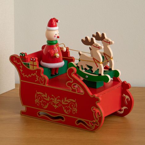 17cm Musical Santa Sleigh with Moving Reindeer (1/5)