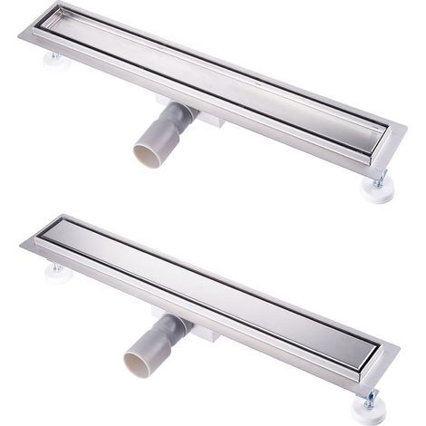 Finmrys – Caniveau de douche inox 60cm à carreler – Extra plat en acier inoxydable – Drainage 30L/min – Couvercle réversible pour installation flexible (1/4)