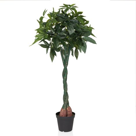 Kunstpflanze / Kunstbaum PACHIRA Glückskastanie 160 cm Kunststoff grün hjh OFFICE (1/5)