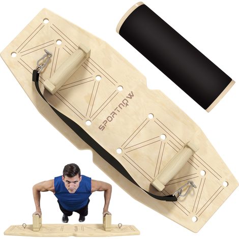 Push Up Bars Set, Liegestützgriffe mit Trainingsboard & Widerstandsbändern, Holz (1/5)