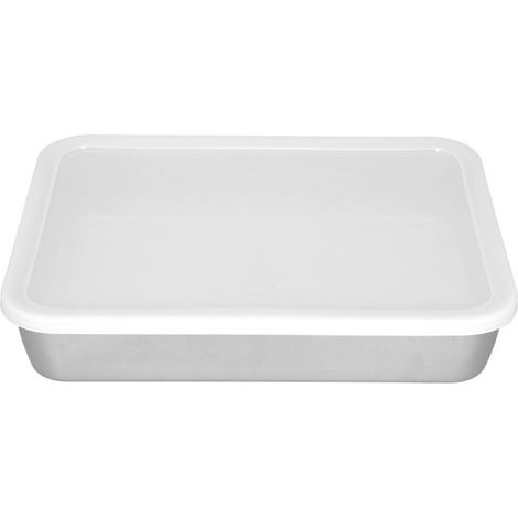 Plat de Cuisson en Acier Inoxydable Profond, Plateau Four Antiadhésif avec Couvercle pour Stockage Alimentaire