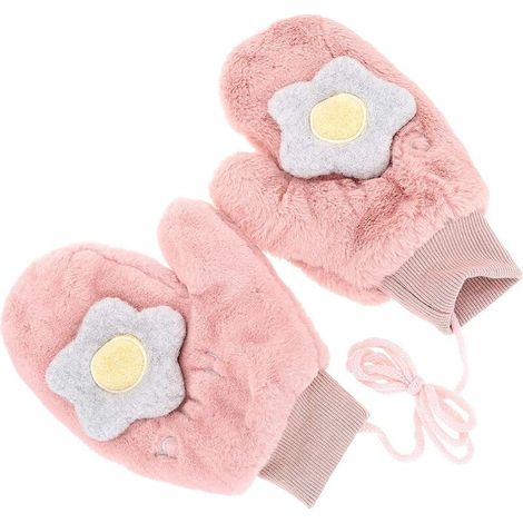 1 paire de gants épais pour l'hiver, gants de dessin animé, mitaines à doigts complets pour femmes (1/5)