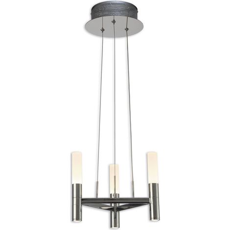Lustre LED Design Couronne 3 Flammes Éclairage Haut et Bas Acier et Verre Ø 28,4 cm - PANGIVO (1/5)