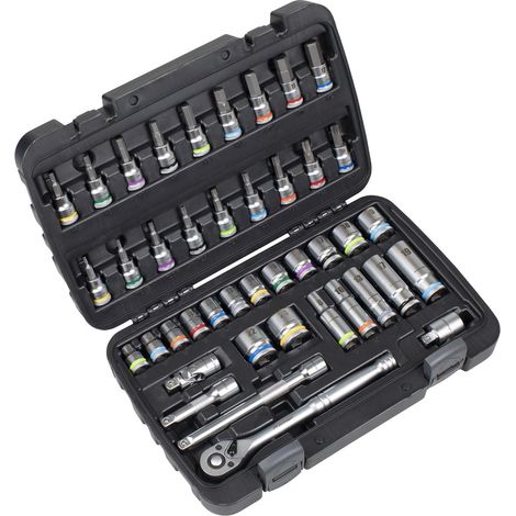 Sealey AK7915 Socket & Socket Bit Set 3/8""Sq Drive 42pc