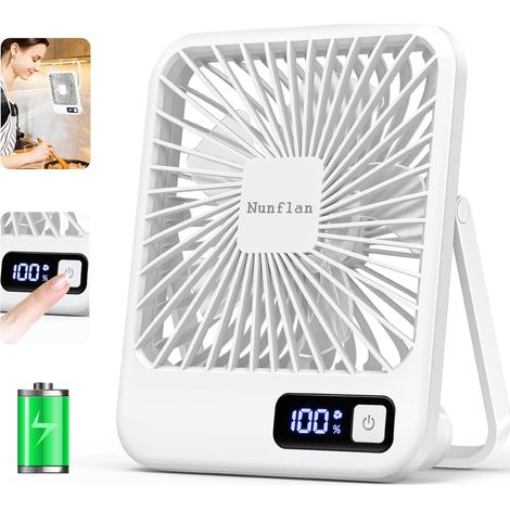 Ventilateur De Bureau - 5 Vitesses - Inclinaison 180° - Alimentation USB - Autonome 2000 mAh - Pour Bureau Chambre Cuisine Camping - 1 Pièce (1/5)