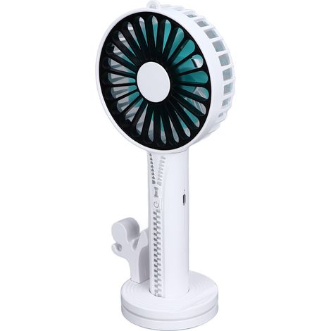 Tragbarer Handventilator, 3 abnehmbare Geschwindigkeitsstufen, USB-Akku wiederaufladbar, Mini-Tischventilator, DC5V 1A, ideal für Reisen und Sport (weiß). (1/5)