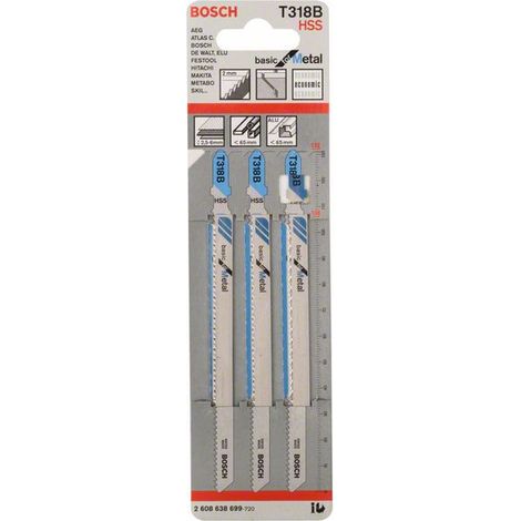 Lame de scie sauteuse T 318 B Basic pour métal  BOSCH 2608638699 (1/4)