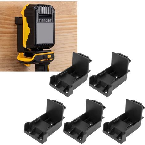 Support de batterie compatible avec les outils DeWalt 20V, support mural à crochet pour outils de garage, pour outils DeWalt 20V (5 pièces, noir) (1/5)