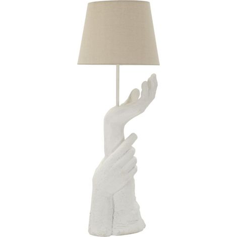 Lampada da tavolo Life in poliresina bianca con mani scultoree Ø35x93 cm