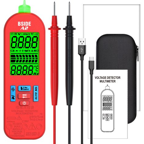Multimètre Digital Intelligent BSIDE A2 Mini avec Détection NCV, Mesure Auto AC/DC Voltage Résistance Capacitance Température, 5999 Counts, Backlight Flashlight, Protection Silicone (1/5)