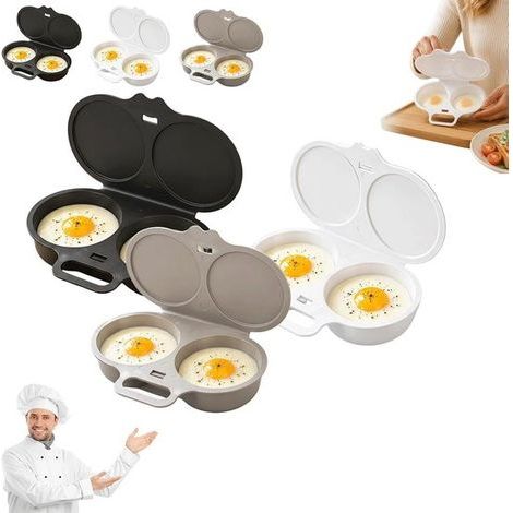Cuiseur à œufs - 3 pièces - 16 x 12 x 3 cm - Cuiseur à œufs pour micro-ondes - Double support