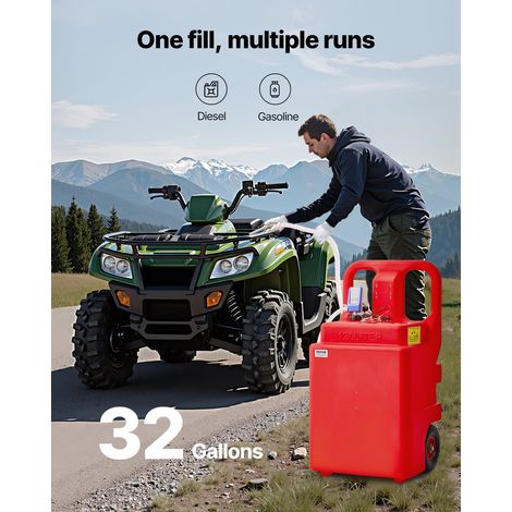 Bidon d'Essence Diesel sur Roues, 121 L, Réservoir de Carburant, avec Pompe Transfert Carburant Électrique 12 V CC 9,5 L/min, Tuyau… (1/5)