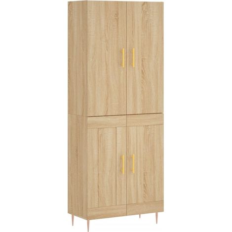 Maison La Vie - Buffet haut pour salon - Meuble de rangement Chêne sonoma 69,5x34x180 cm Bois d'ingénierie bu1089