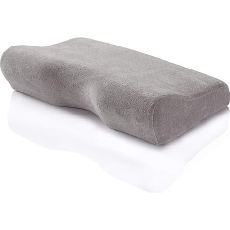 Oreiller cervical en mousse à mémoire de forme pour la nuque et les épaules, pour les personnes dormant sur le côté (gris clair)-AquaForge (1/5)