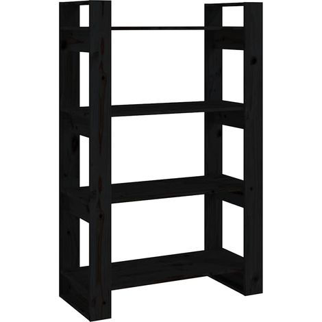 Maison Exclusive - Libreria/Divisorio Nero 80x35x125 cm in Legno Massello di Pino