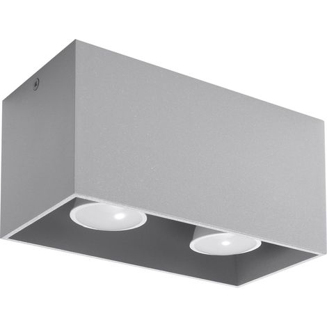 Plafonnier Spot Aluminium carré L:20cm Gris Moderne