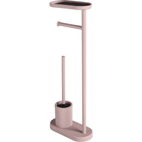 Gedy Piantana Porta Rotolo e Scopino Bagno Rosa Opaco 68 cm