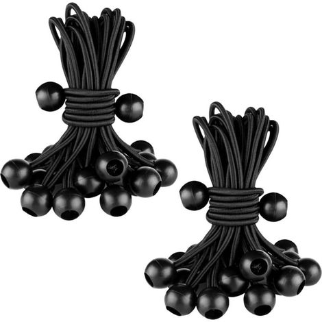 20 Pièces Tendeur Elastique Boule, 30 cm Tendeurs élastiques avec Boule, Tendeur Bache, Durable, pour Affiches, Tentes, Bannières, Tarps, Support de Bâche, Rideaux Harnais D’Extension (Noir) (1/5)