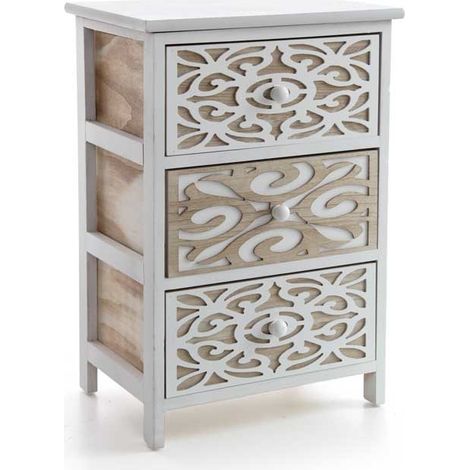 Cassettiera comodino 3 cassetti in legno cm 40 x 29 x 58 h (1/2)