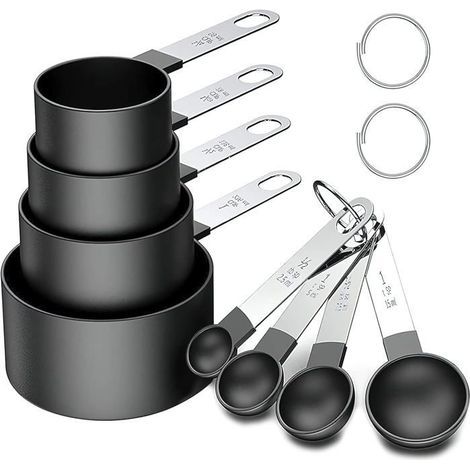 Set di misurini e cucchiai dosatori, set da 8 pezzi comprendente misurini e cucchiai dosatori con manici in acciaio inossidabile (1/4)
