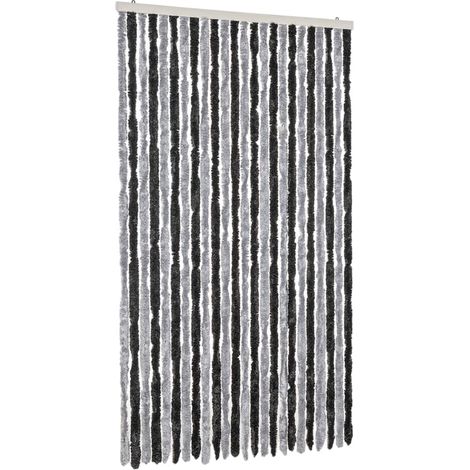 Rideau anti-mouches gris et noir 100x220 cm chenille CFW65127 (1/5)